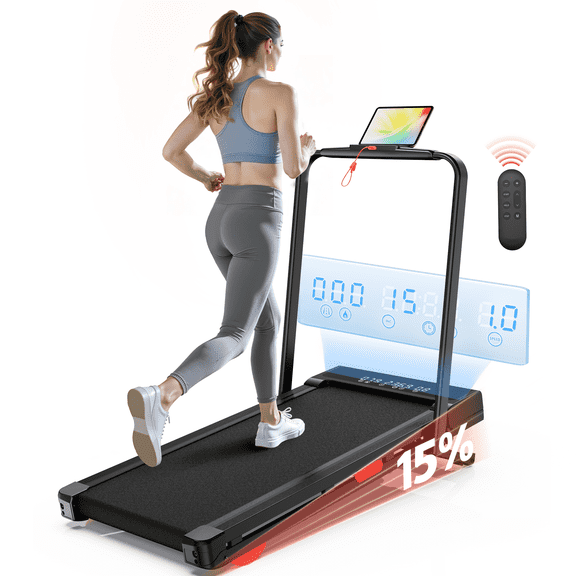 Evitormill Walking Pad With Auto Incline 15%, Under Desk Treadmill for Home/Office, Pink White