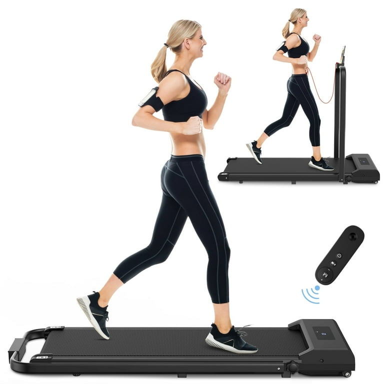 Bigzzia Under Desk Treadmill Portable Foldable 6.25MPH No Assembly Remote Control 265 Lb Capacity Black Walmart