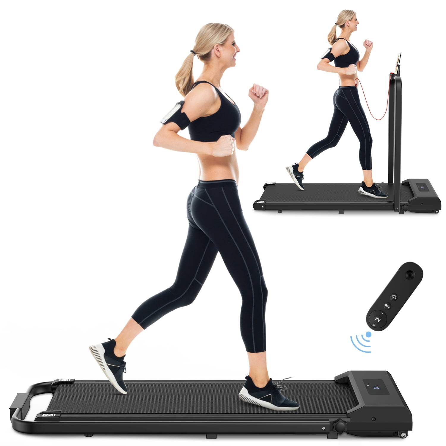 Bigzzia Walking Pad Under Desk Treadmill,Portable Folding Treadmills  Motorized Running Machine for Home,6.25MPH,No Assembly Required,Remote 