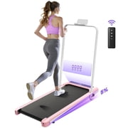 5% Foldable Walking Pad,5 in 1 Under Desk Treadmill with Remote Control and LED Display, 330lb Capacity, Compact & Small Treadmill for Home & Office,Pink