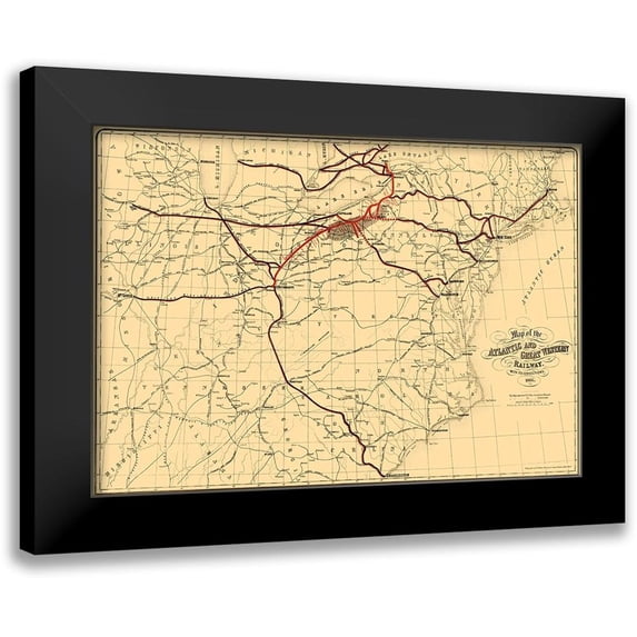 Bihan 14x11 Black Modern Framed Museum Art Print Titled - Atlantic and Great Western Railway - Bihan 1866