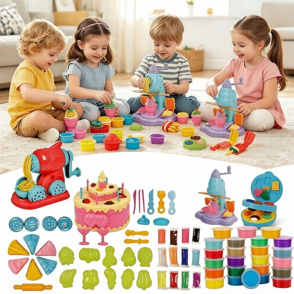 Biiend 102-Piece Modeling Clay Set for Kids with Tools, Molds, Ice Cream & Pasta Machines, Playdough Accessories, Educational Art Toy for Boys & Girls