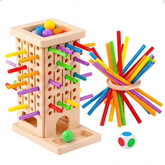 Biiend 3-in-1 Stick Pulling Game for Kids, Multiplayer Interactive Board Game with Color Matching & Pick-Up Sticks, Family Party Tabletop Toy Gift for Boys Girls Ages 3+