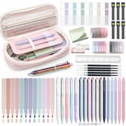 Biiend Stationery Set with Sticky Notes, Mechanical Pencils, Highlighters, Gel Pens, Page Markers, Decorative Tape and Pencil Case, Creative Writing Supplies Kit for Office, Study and Journaling