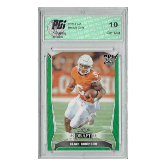 Bijan Robinson 2023 Leaf Football #41 Green SP Texas Rookie Card PGI 10