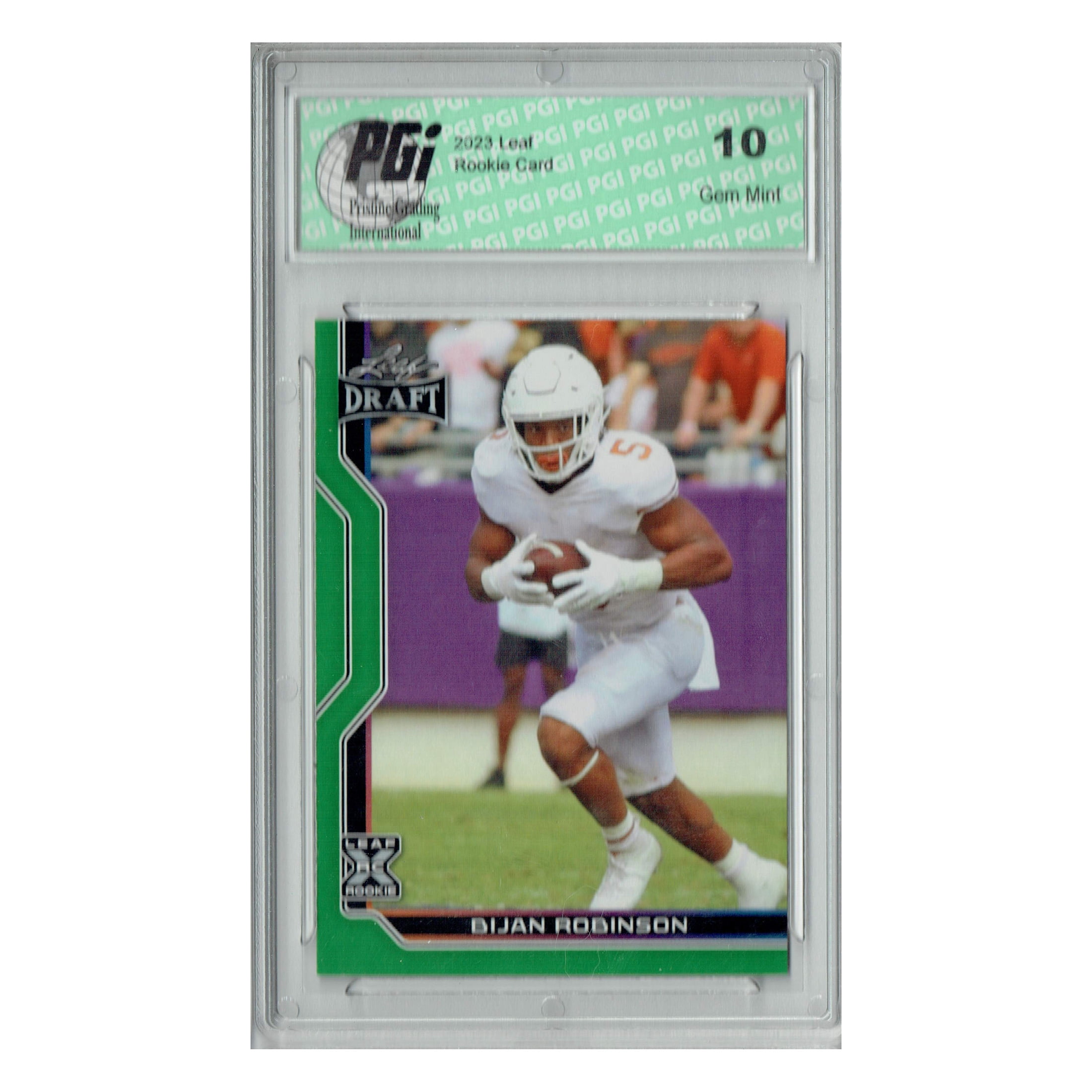 Bijan Robinson 2023 Leaf Football #B1-4 Green Special Edtn. Rookie Card PGI 10