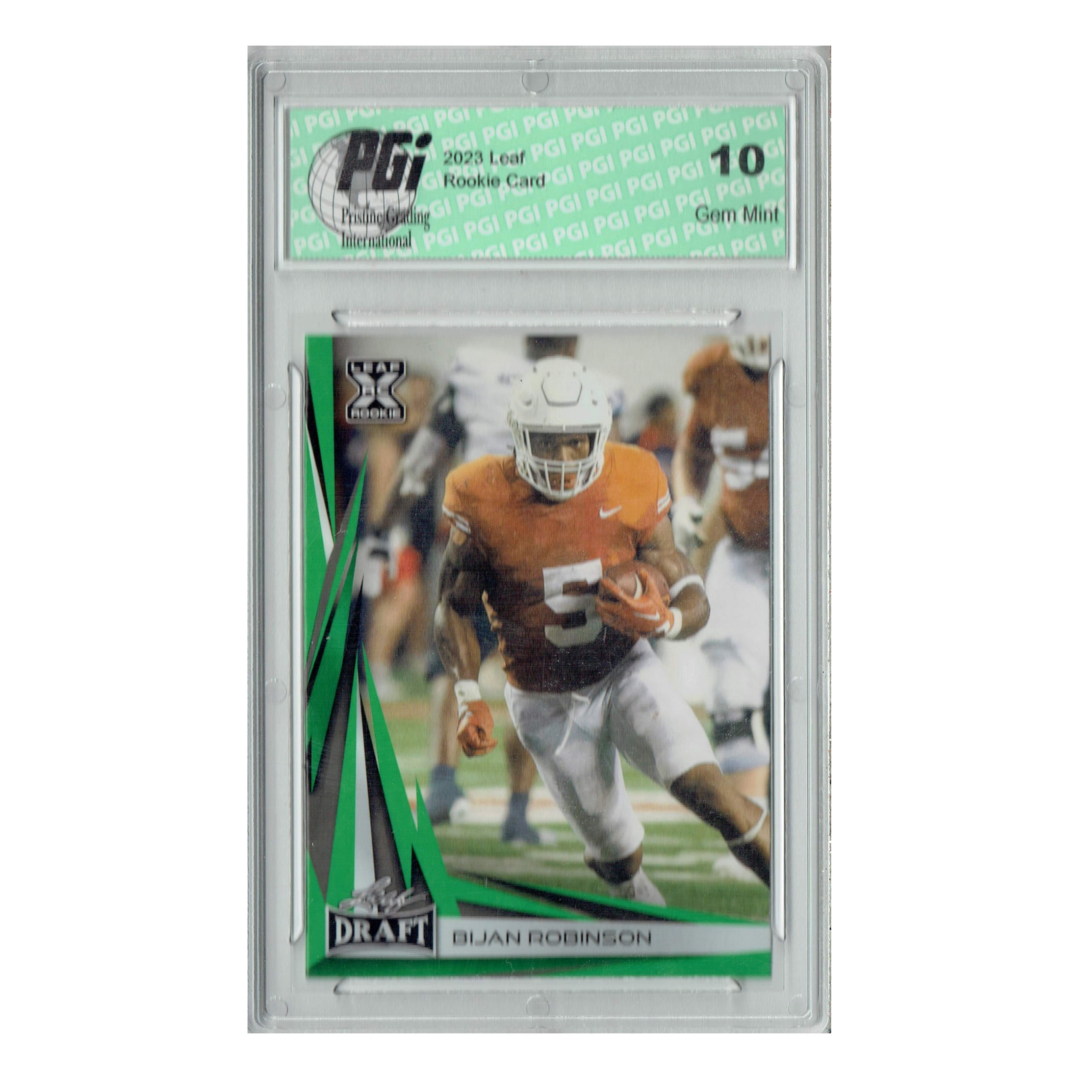 Bijan Robinson 2023 Leaf Football #B2-6 Green Special Edition Rookie Card PGI 10