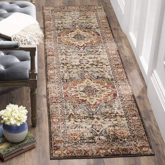 Bijar Collection Runner Rug - 2'3" x 6', Brown & Rust, Traditional Oriental Distressed Design, Non-Shedding & Easy Care, Ideal for High Traffic Areas in Living Room, Bedroom (BIJ652D)