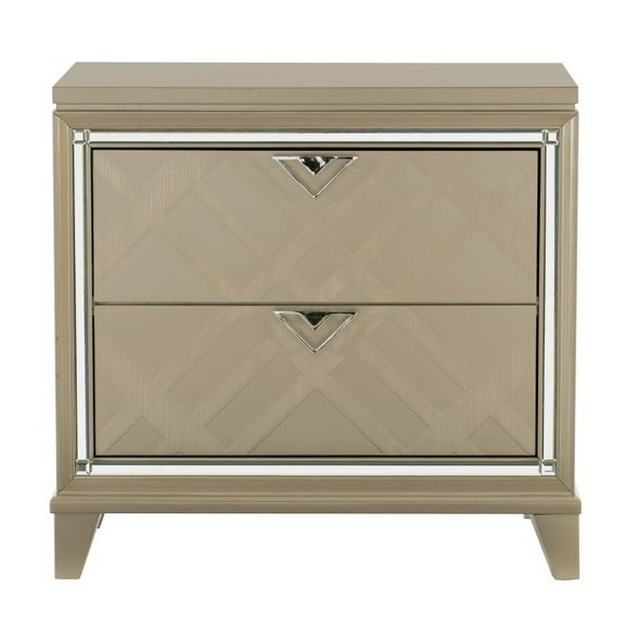 Bijou Collection Glamorous Mirrored Nightstand with Unique Chrome Hardware