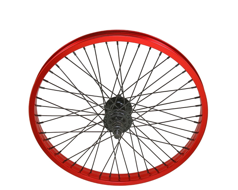 Bike 20 x 2.125 Alloy Rear Wheel 9T Driver 48 Spoke 14gSS Black 14mm Axle Sealed Bearing Double Wall Red