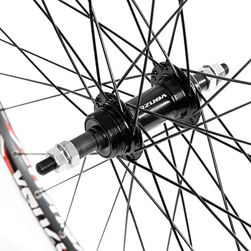 Bike 26" 5/6/7/8 Speed Double Wall Alloy Wheelset - Bicycle MTB Thread-on Freewheel - Bolt-on Axle Front & Rear - 18mm Inner Rim Width
