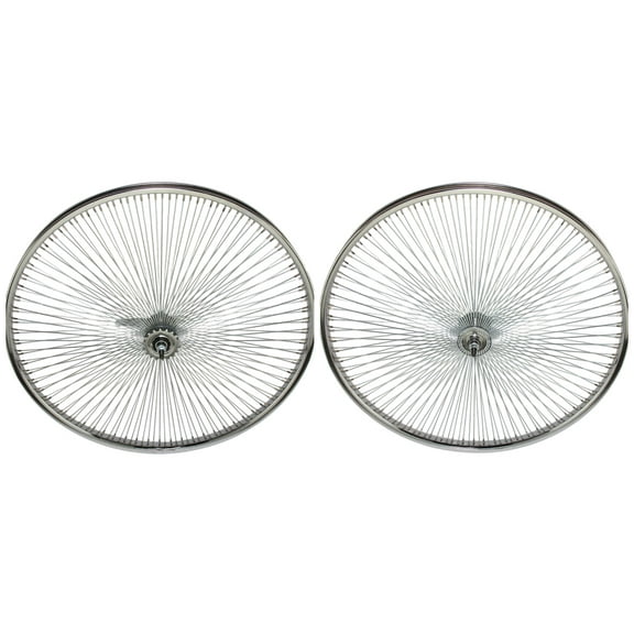 Bike 29 Steel Front & Coaster Wheel set 144 Spoke 14g Chrome 3/8 Axle Single Wall Chrome.