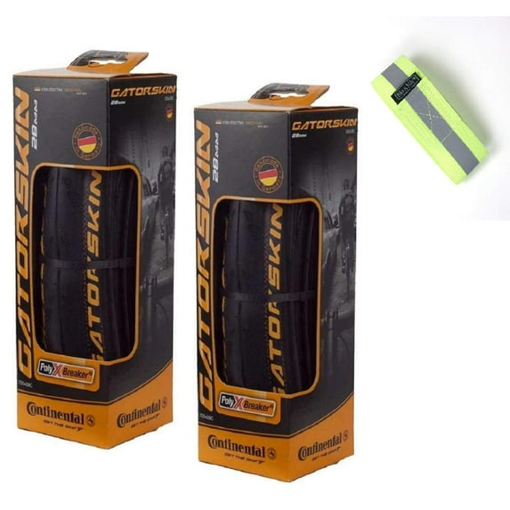 Bike A Mile Continental GatorSkin Bike Tires Folding tire - with Reflective Armband (Set of 2 Tires + Reflector, 700 x 32mm)