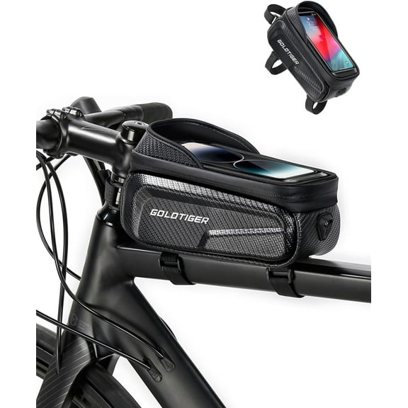 Bike Accessories EVA Hard Shell Bike Frame Bag - Waterproof Mountain Bike Front Top Tube Bag for Phones up to 6.8" with Rain Cover