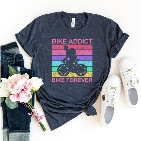 Bike Addict Bike Forever T-shirt Triathlon Tshirt Accident Tee Women's Cyclist Gift Bmx Rider Shirt Birthday Top Biking Shirts