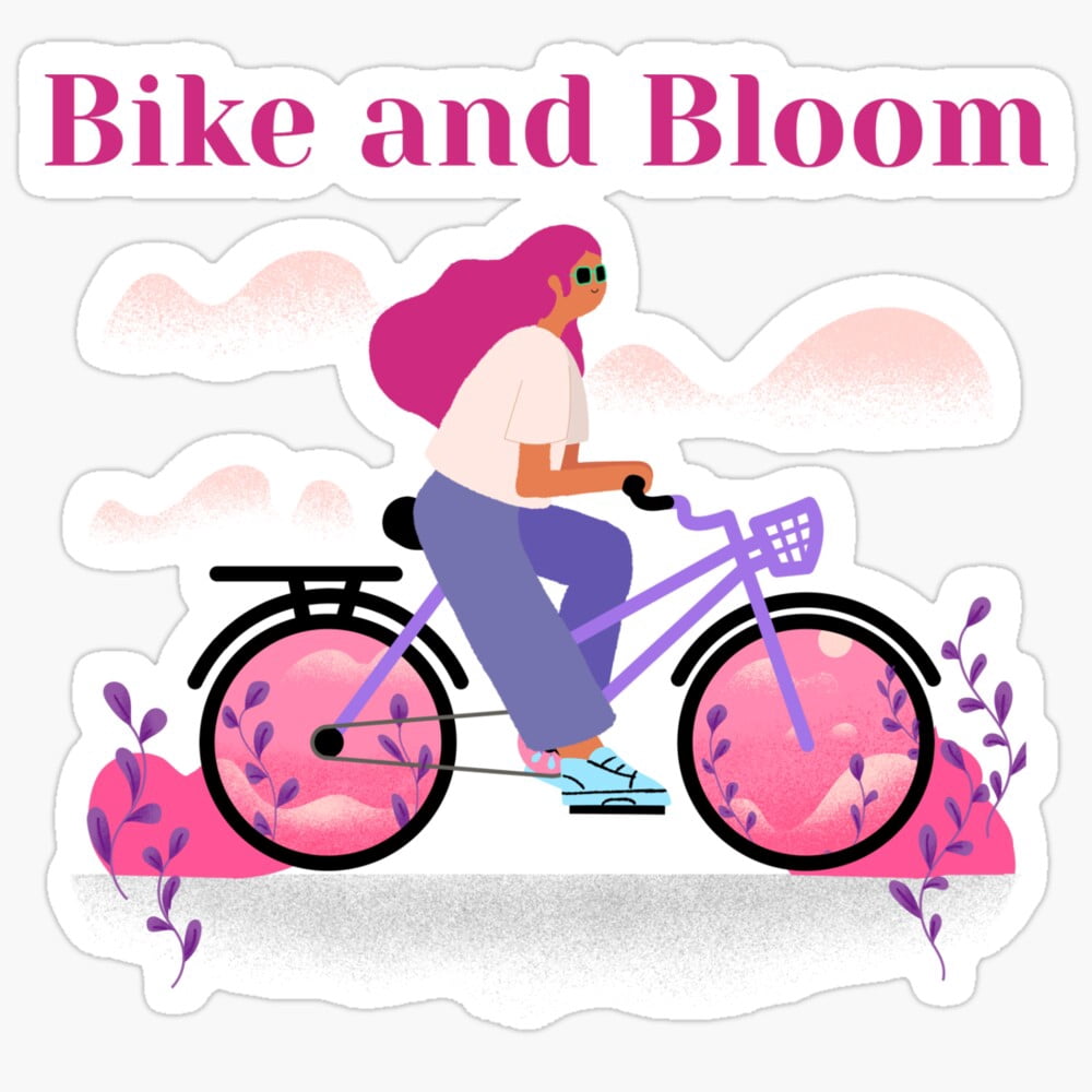 Bike And Bloom Sticker Phone Decal Water Bottle Stickers Car Decals ...
