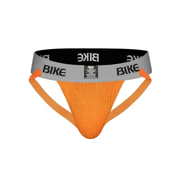 Bike Athletic Classic Jockstrap | Soft Cotton Pouch, 2 Elastic Waistband for Comfort & Support | Perfect for Sports & Style, Orange, Medium