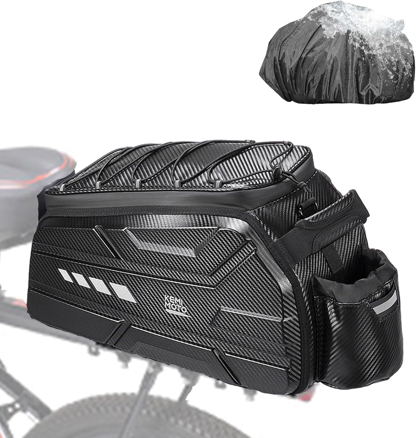 KEMIMOTO Bike Bag, 15L EVA Hard Shell Waterproof Rear Rack Trunk ...