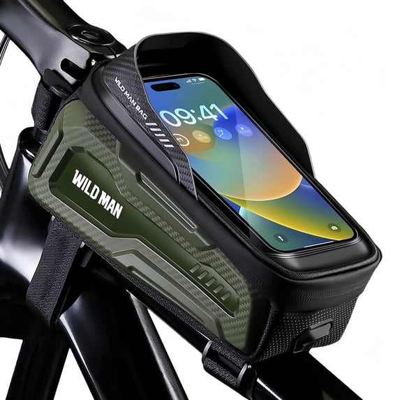 Wild Man Giant Cuboid Bicycle Frame Bags, 1 L Capacity Green