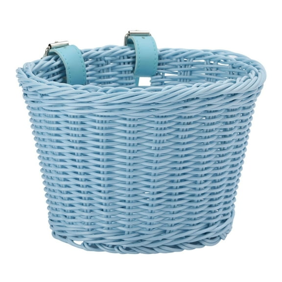 Bike Basket - Durable Front Bicycle Bike Baskets - Handmade Woven Wicker Bike Basket with Adjustable Leather Straps - 7x4.7x5 Inch(Blue)