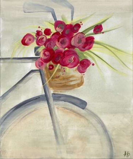 Bike Basket Flowers Canvas Art - Amber Berninger (20 x 24)