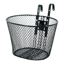 Bike Basket Front Handlebar Carrier Metal Construction Adjustable Hooks for Adults Kids Grocery Shopping