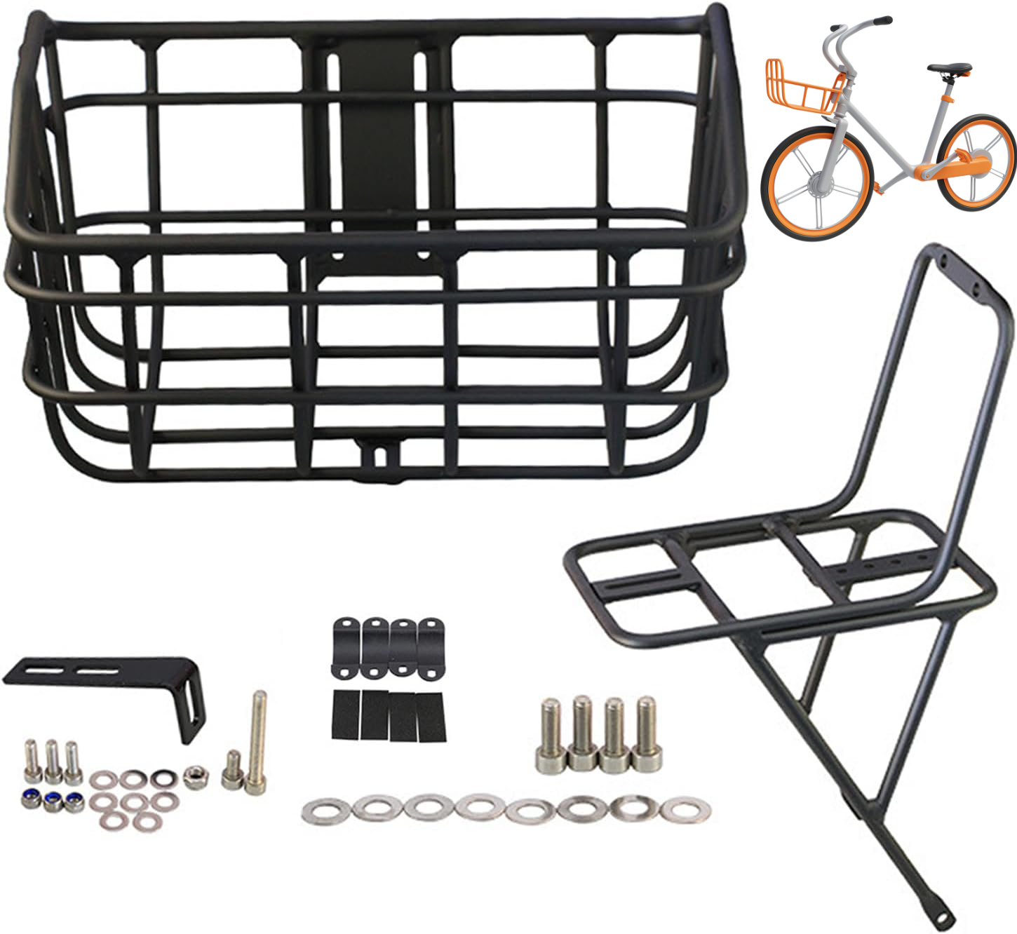 Bike Basket - Front Handlebar Storage Rack, Sturdy Wire Cargo Carrier, Precise Secure Mounting System, Cycling Accessory, Fits All Bicycle Styles, for Shopping School Picnic