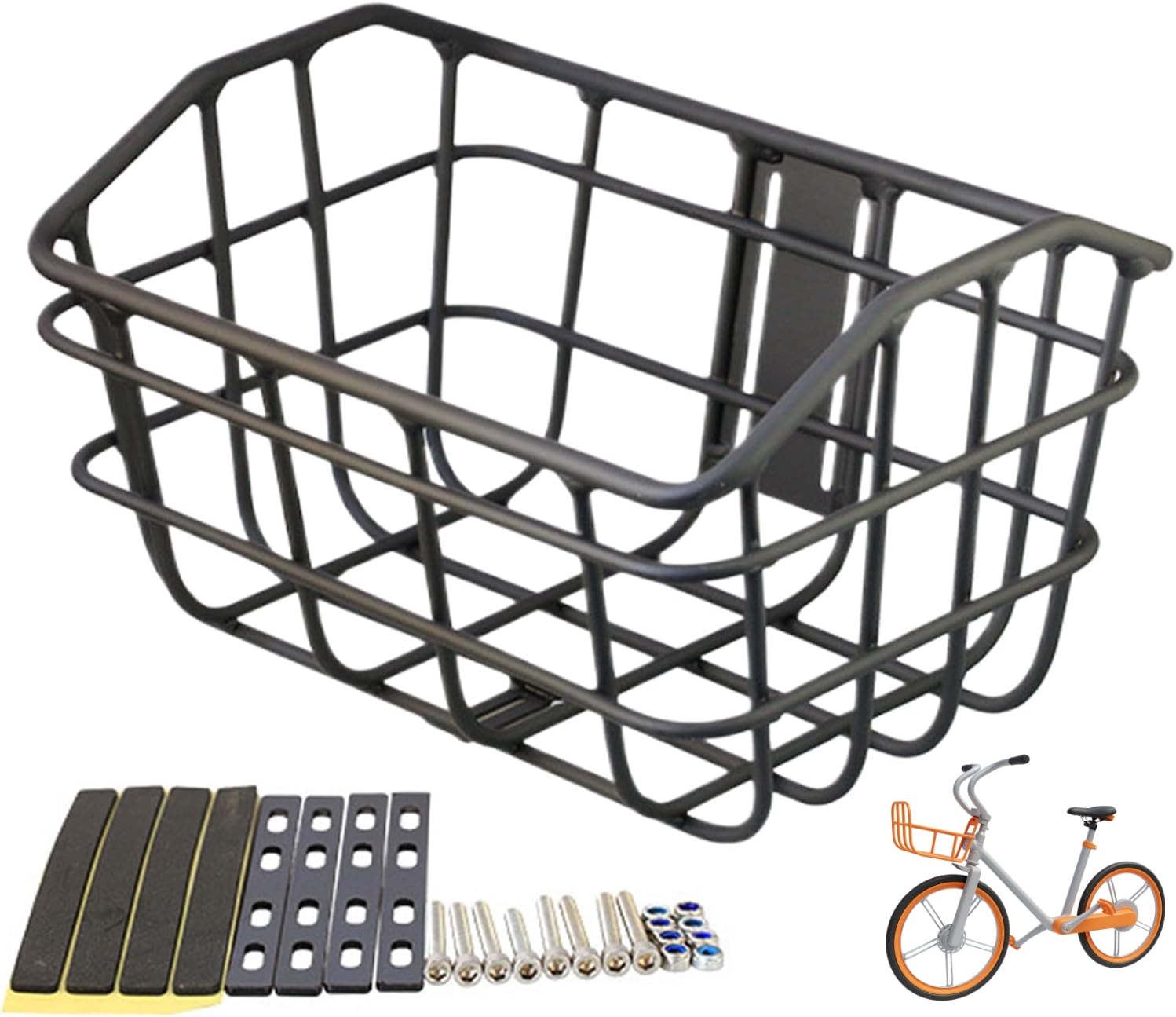 Bike Basket - Front Handlebar Storage Rack, Sturdy Wire Cargo Carrier, Precise Secure Mounting System, Cycling Accessory, Fits All Bicycle Styles, for Shopping School Picnic