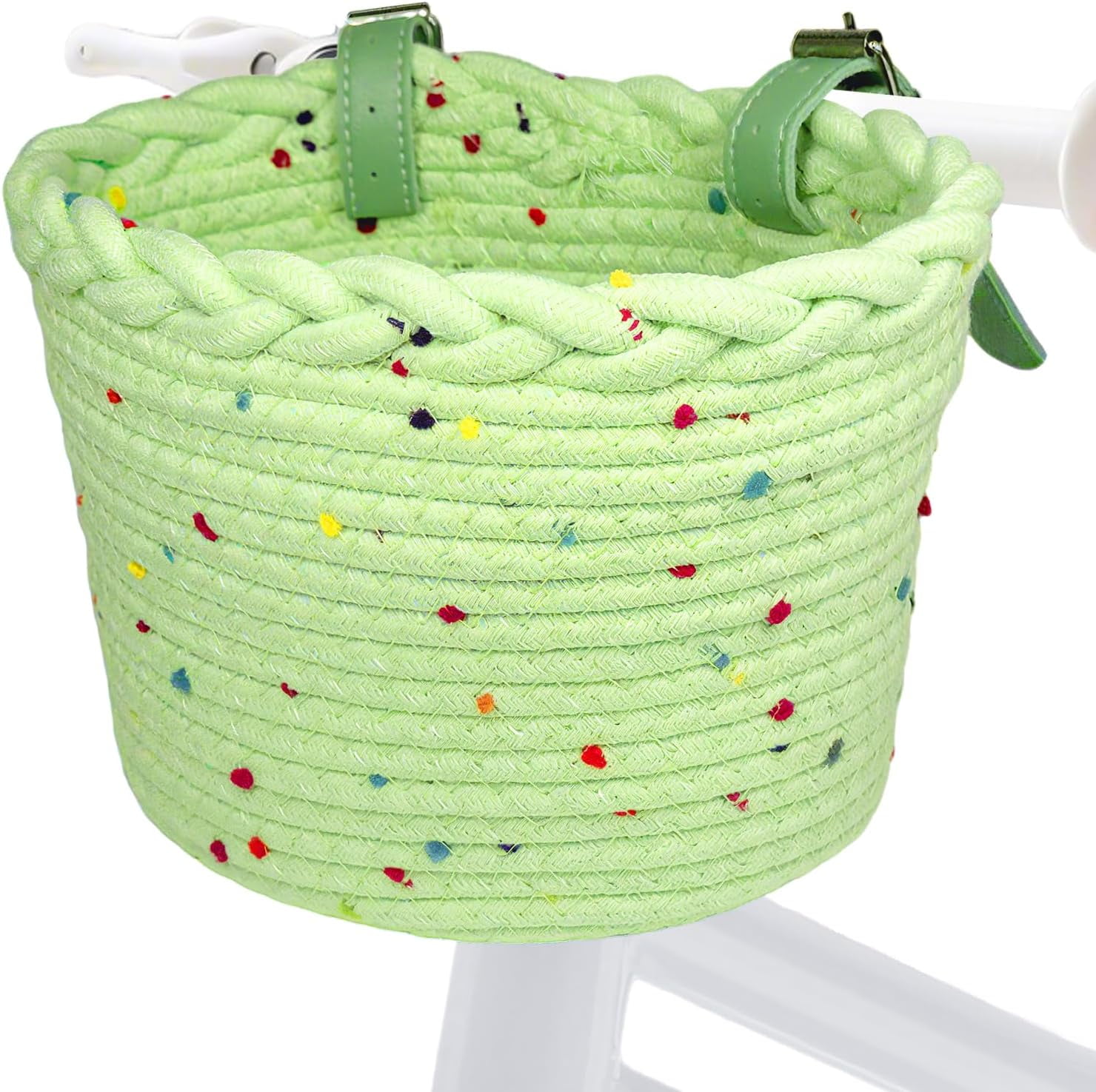 Bike Basket, Front Woven Bicycle Basket with Easy-Install Adjustable Straps