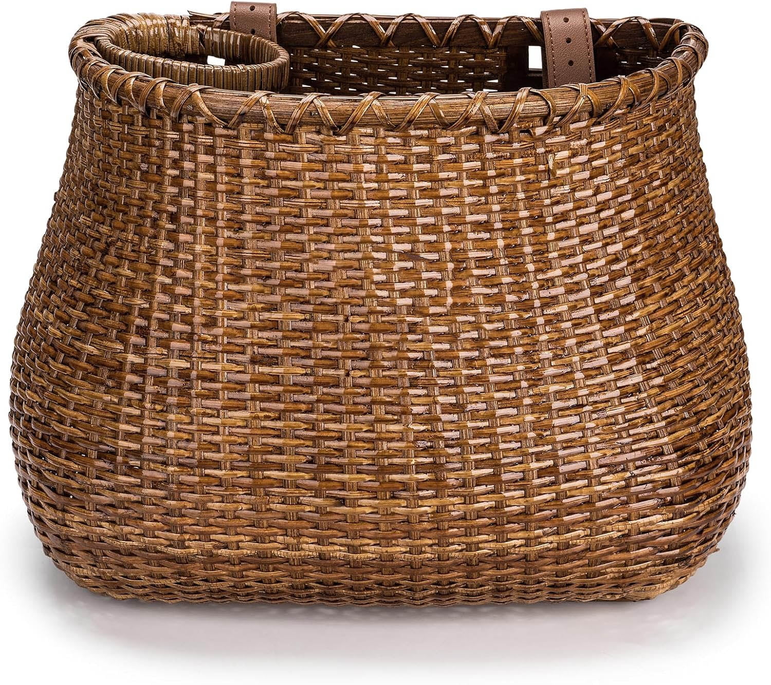 Bike Basket - Handmade Rattan Bike Baskets - Front Bicycle Basket with Cup Holder for Cruiser, Scooter, Ebike