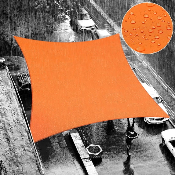 ShadeMart 9' x 11' Custom Size Orange Rectangle Waterproof Sun Shade Sail Canopy Awning Shelter, 95% UV Blockage UV & Water Resistant, Outdoor Patio Garden Carport (We Make Custom Size)