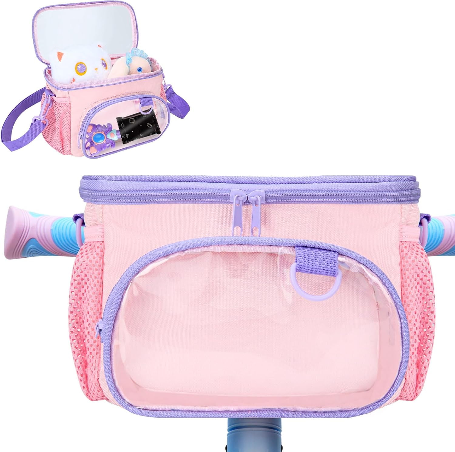 Bike Basket with Shoulder Strap, Waterproof Handlebar Bag, Front Basket for Most Bicycles