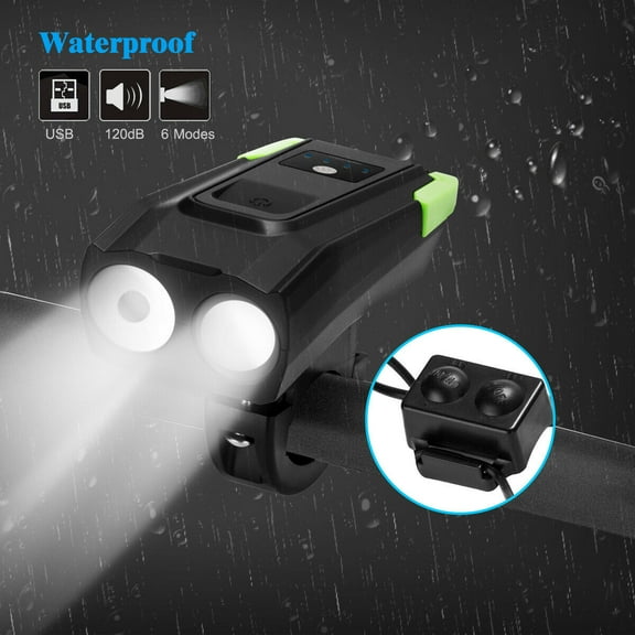 Bike Bicycle Light Mountain Cycle Front Back Headlight Lamp Lumens Super Bright Flashlight New(Black+Green)