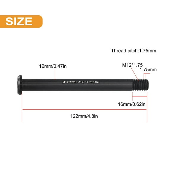 Bike Bicycle Replacement Front/Rear Thru Axle 12/15Mm 122-181L P1.5/P1.75 12X122Lxm12 (P1.75)X16L
