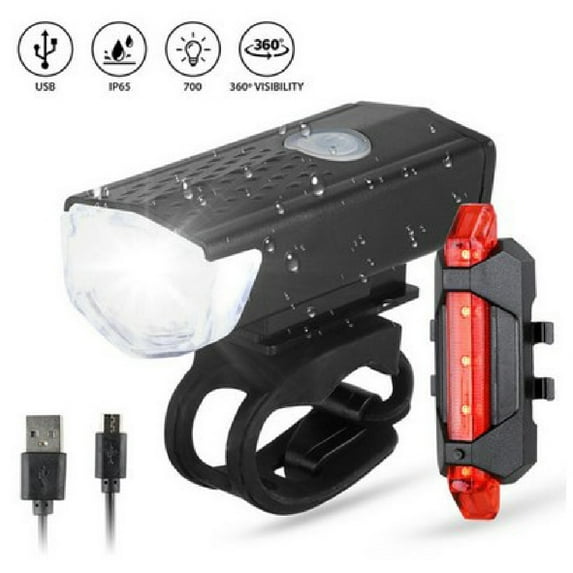 Bike BicycleUSBRechargeableMountain Cycle Front Back Headlight Lamp Flashlight