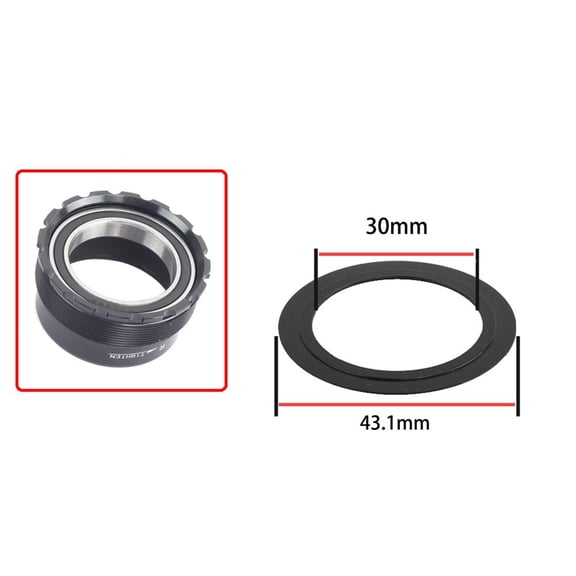Bike Bottom Bracket Adapter for 30 to 30mm Spindle for DUB for BSA Conversion, Nylon Side Cover Adapter for Threaded Bottom Bracket, Bicycle Repair Accessory Black 5#
