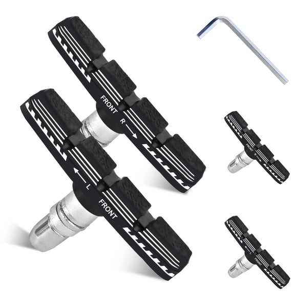 Bike Brake Pads Set,70mm Universal V-Brake Blocks for Mountain and Road Bicycles,No Noise,No Skid,Includes Hex Wrench,Nut,and Shims for Front and Rear Wheels 2Pairs
