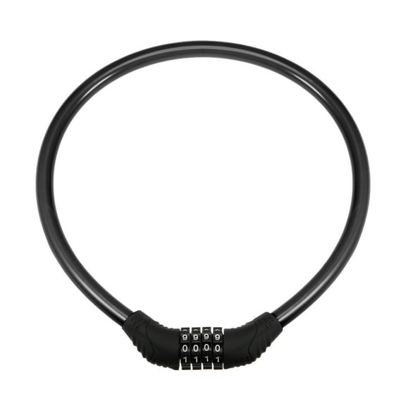 Bike Cable Lock, 4 Digit Resettable Combination Lock, Black, 2 Feet