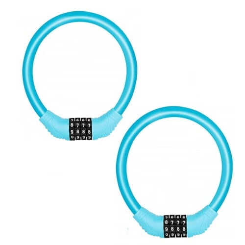 Bike Cable Lock Combo, Anti-Theft, Portable, Resettable, Lightweight, 12CM Diameter, Blue