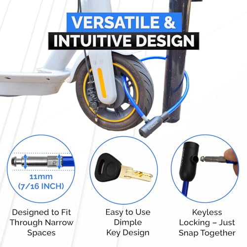 Bike Cable Lock Set with Key Lock, Mounting Bracket, Portable and Compact Anti-Theft Security for Bikes, Scooters and More 4ft