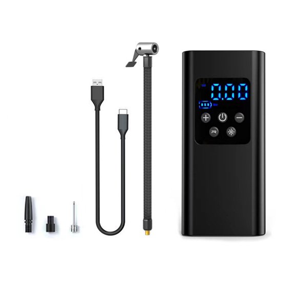 Bike Car Starting Device Jump Starter Digital Tire Inflator, with LED Light for Unexpected Low Tire Pressure Situations