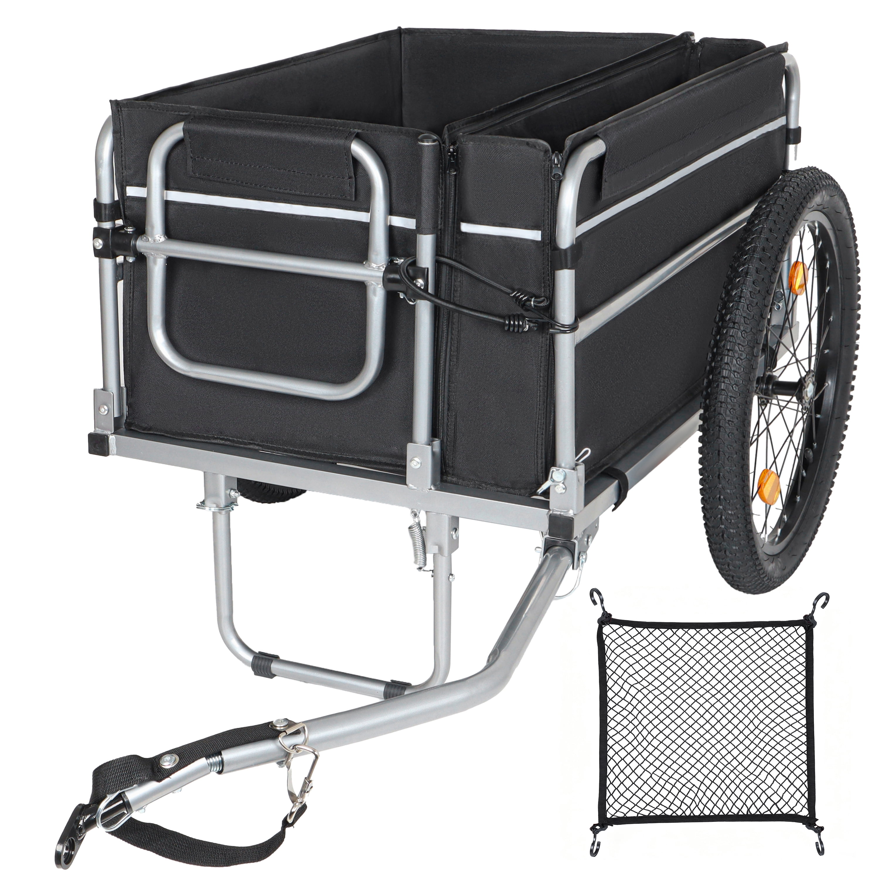 Bike Cargo Trailer, 110lbs Load Capacity, Bicycle Wagon Cart, Foldable Compact Storage, Universal Safe Hitch System, Featuring upgraded Fat tires, for Camping, Groceries, Hauling Essentials