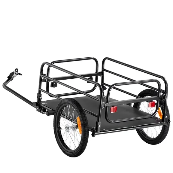 Bike Cargo Trailer, 160 lbs Load Capacity, Heavy-Duty Bicycle Wagon Cart, Foldable Compact Storage & Quick Release with Universal Hitch, 16" Wheels, Safe Reflectors, Fits 22"-28" Bike Wheels