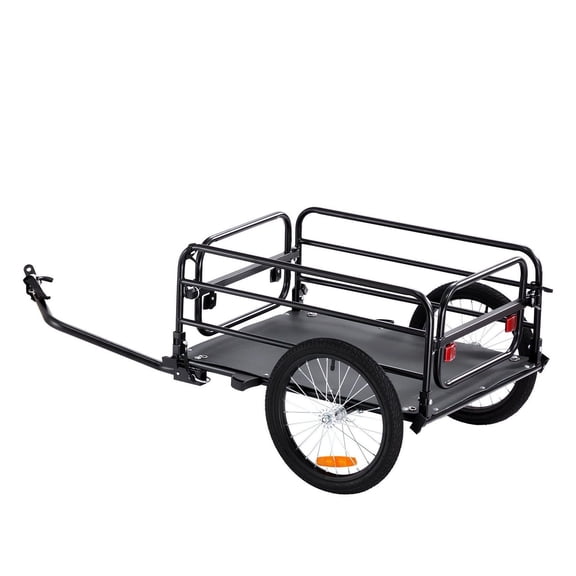 Bike Cargo Trailer, 160lbs Capacity, Heavy Duty Bicycle Wagon Cart, Foldable, 16" Wheels, Universal Hitch, Reflectors, 22-28" Bikes