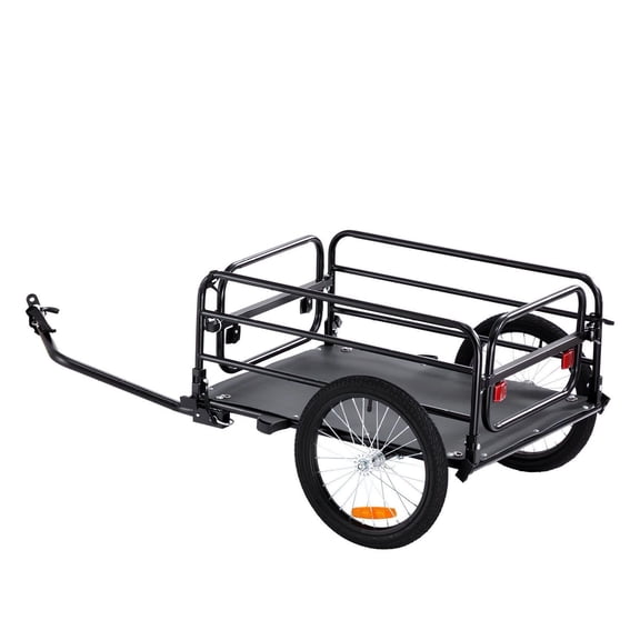 Bike Cargo Trailer 160lbs, Heavy Duty Bicycle Wagon Cart, Foldable, Quick Release Hitch, 16" Wheels, Reflectors, 22-28" Bikes