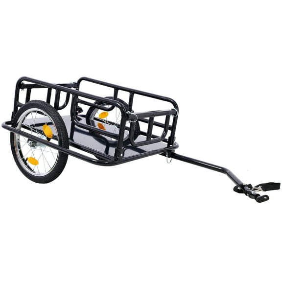 Bike Cargo Trailer, Bicycle Trailer, Heavy-Duty Bike Wagon Cart With Hitch & 16" Wheels, 110lbs Load Capacity For Traveling, Carrying Stuff, Shopping