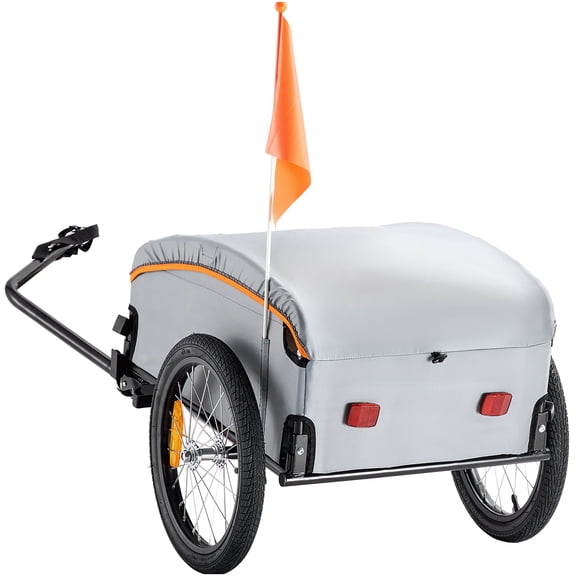 Bike Cargo Trailer, Fits 22"-28" Bikes, 100 lbs Load Capacity, 16" Wheels, Black Carbon Steel Frame with Universal Hitch