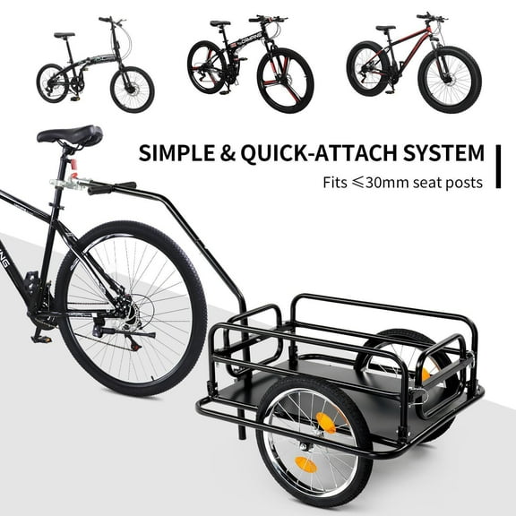 Bike Cargo Trailer Foldable Bicycle Cart Wagon Trailer Universal Hitch Black