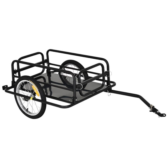 Bike Cargo Trailer Foldable Storage Bicycle Wagon Trailer with Universal Hitch Bike Attachment with 16" Wheels, Heavy-Duty, Black
