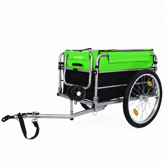Bike Cargo Trailer, Heavy Duty Bicycle Wagon Cart 220 lb Load, 20" Wheels Foldable Bike Luggage Cart with Universal Hitch and Removable Waterproof Cover for Groceries, Camping and Shopping